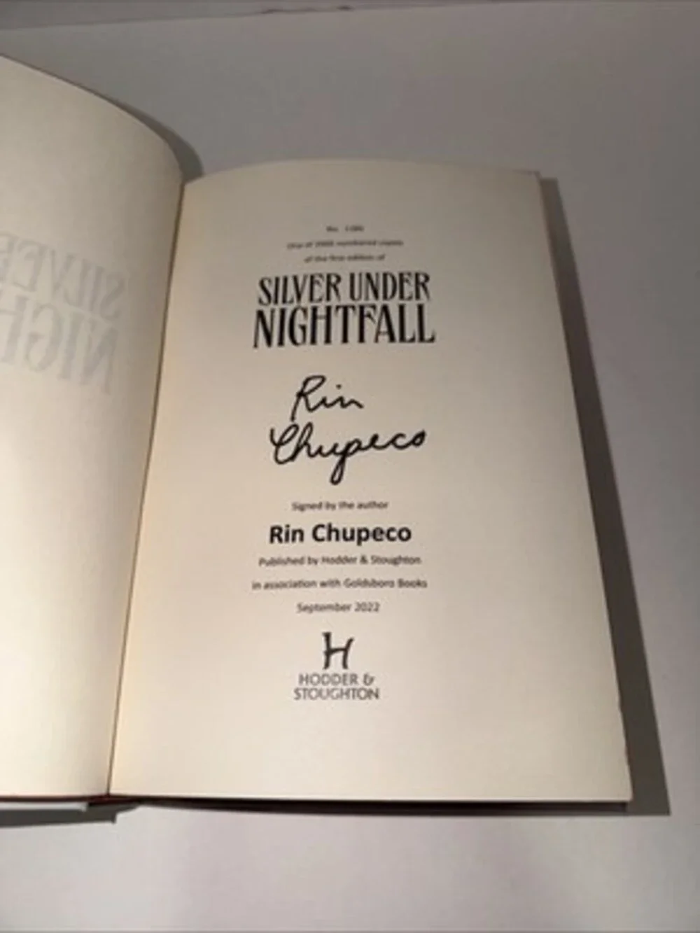 Silver Under Nightfall SIGNED Rin Chupeco - 1st Prt / 1st Ltd Ed #1286 HC